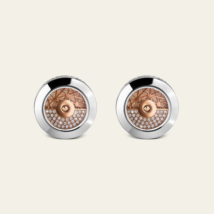 Rotor Diamond Cufflinks_Rose Gold_White Diamonds_1