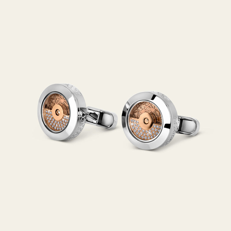 Rotor Diamond Cufflinks_Rose Gold_White Diamonds_2