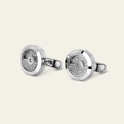 Rotor Diamond Cufflinks_Stainless Steel_White Diamonds_3