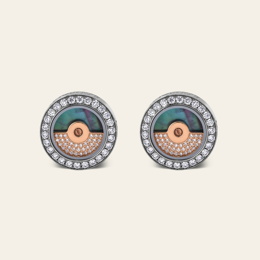 Rotor Diamond Cufflinks_Rose Gold_White Diamonds_1