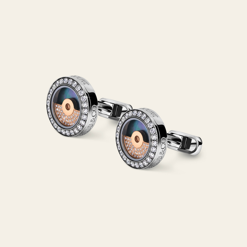 Rotor Diamond Cufflinks_Rose Gold_White Diamonds_2
