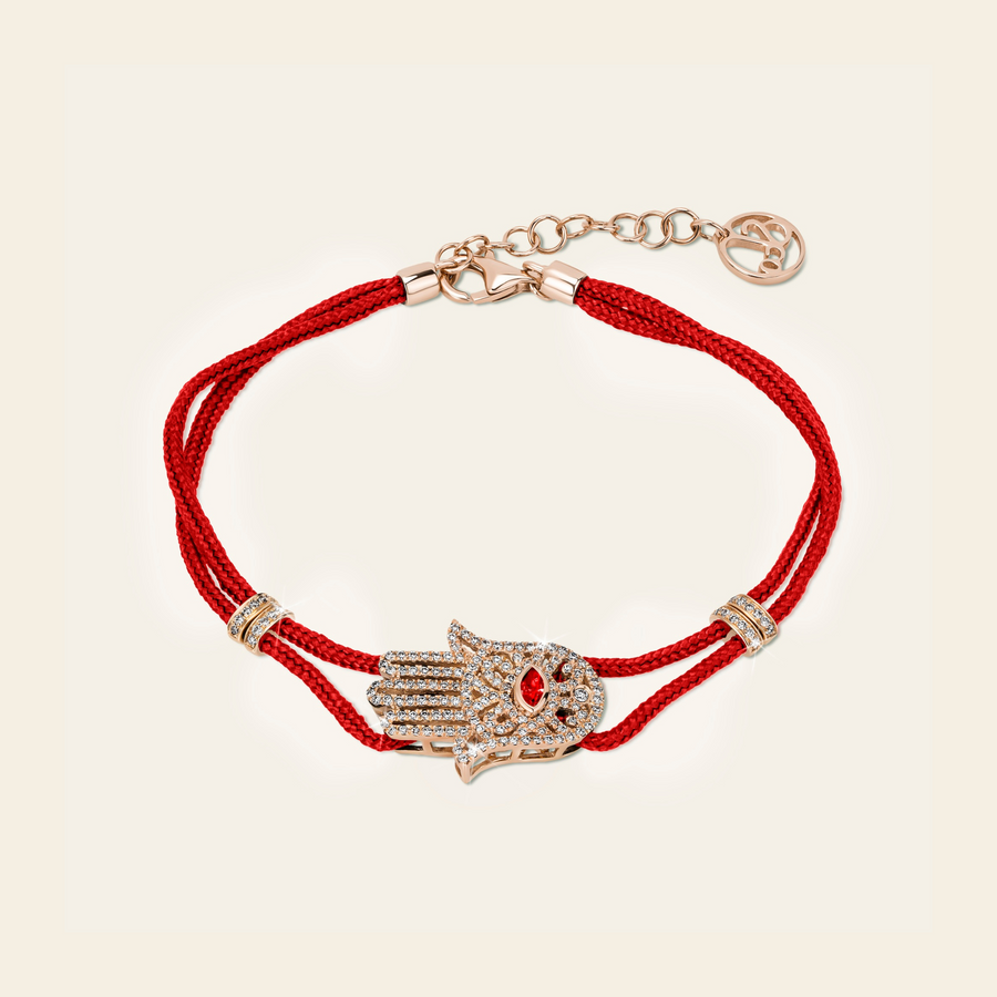 Hamsa Diamond Bracelet_Rose Gold_Ruby_White Diamonds_1