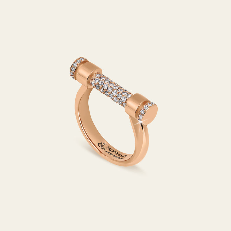 Estribo Ring_Rose Gold_White Diamonds_4
