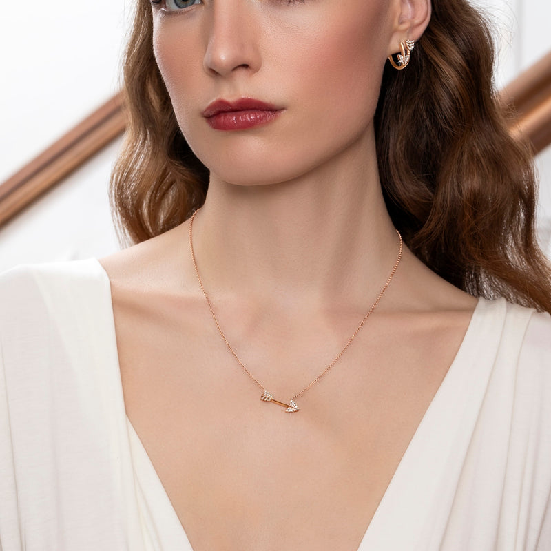 Super Arrow Diamond Earrings_Rose Gold_White Diamonds_6