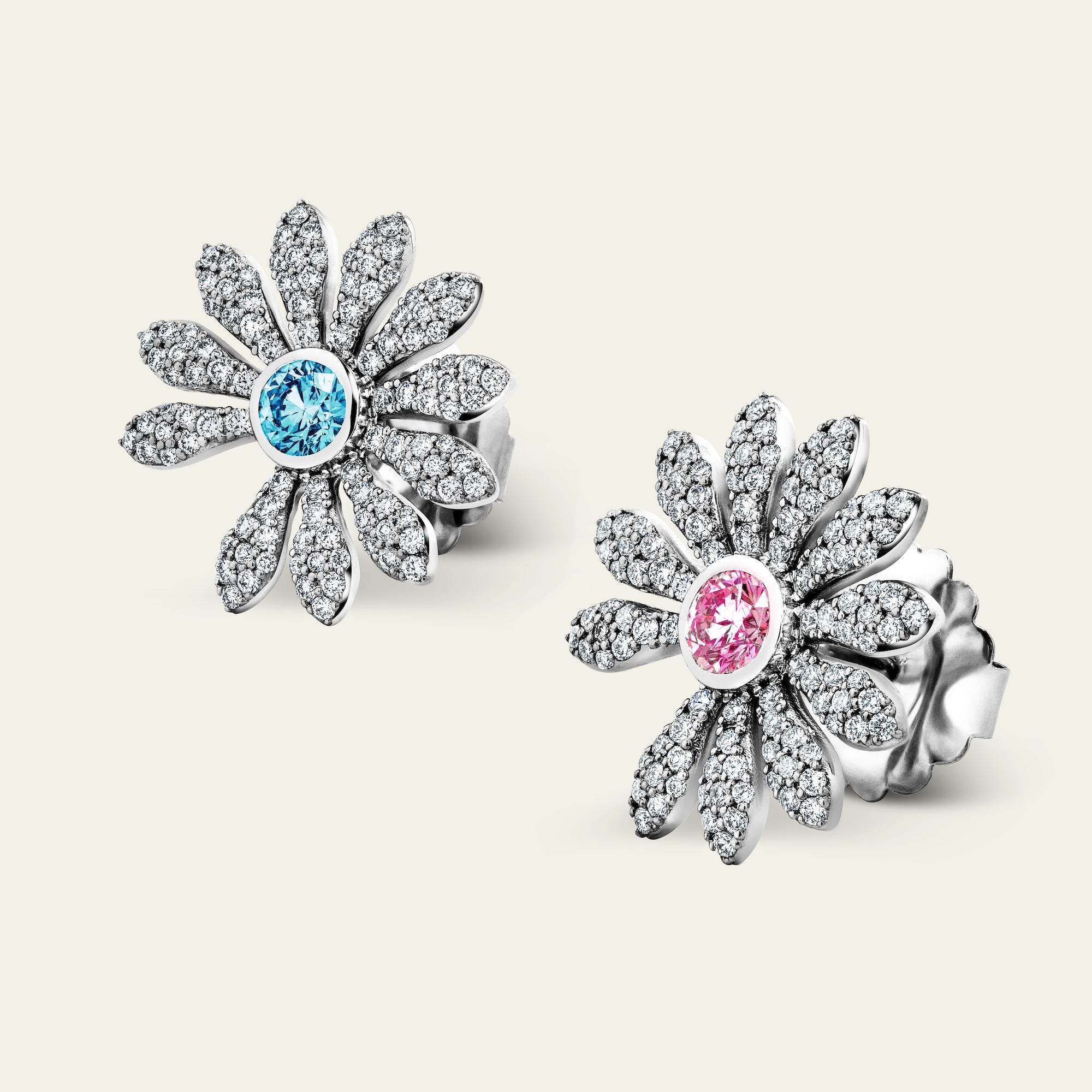 Jacob & Co. x PEACEMINUSONE Pink/Blue Topaz and Pavé Earrings