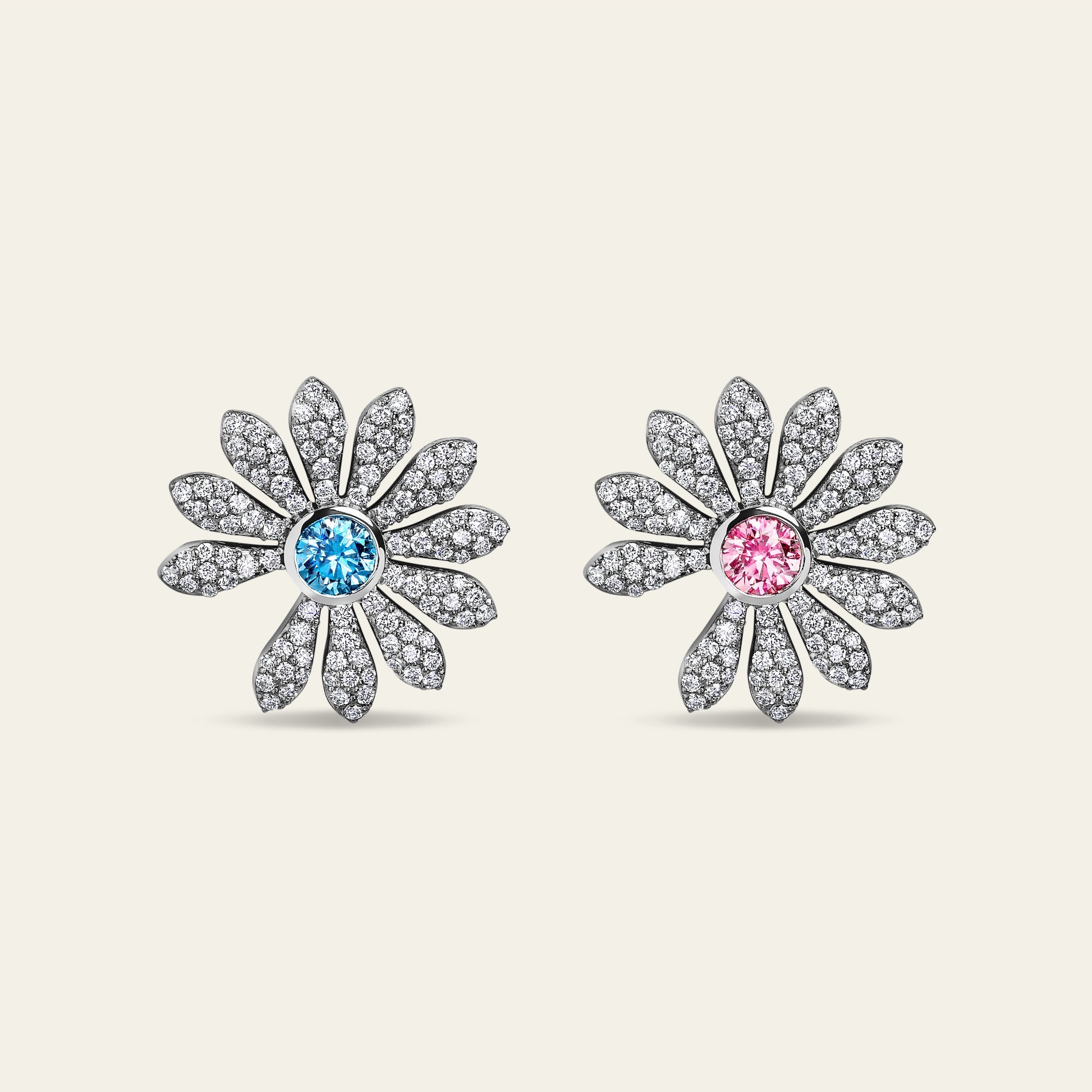 Jacob & Co. x PEACEMINUSONE Pink/Blue Topaz and Pavé Earrings