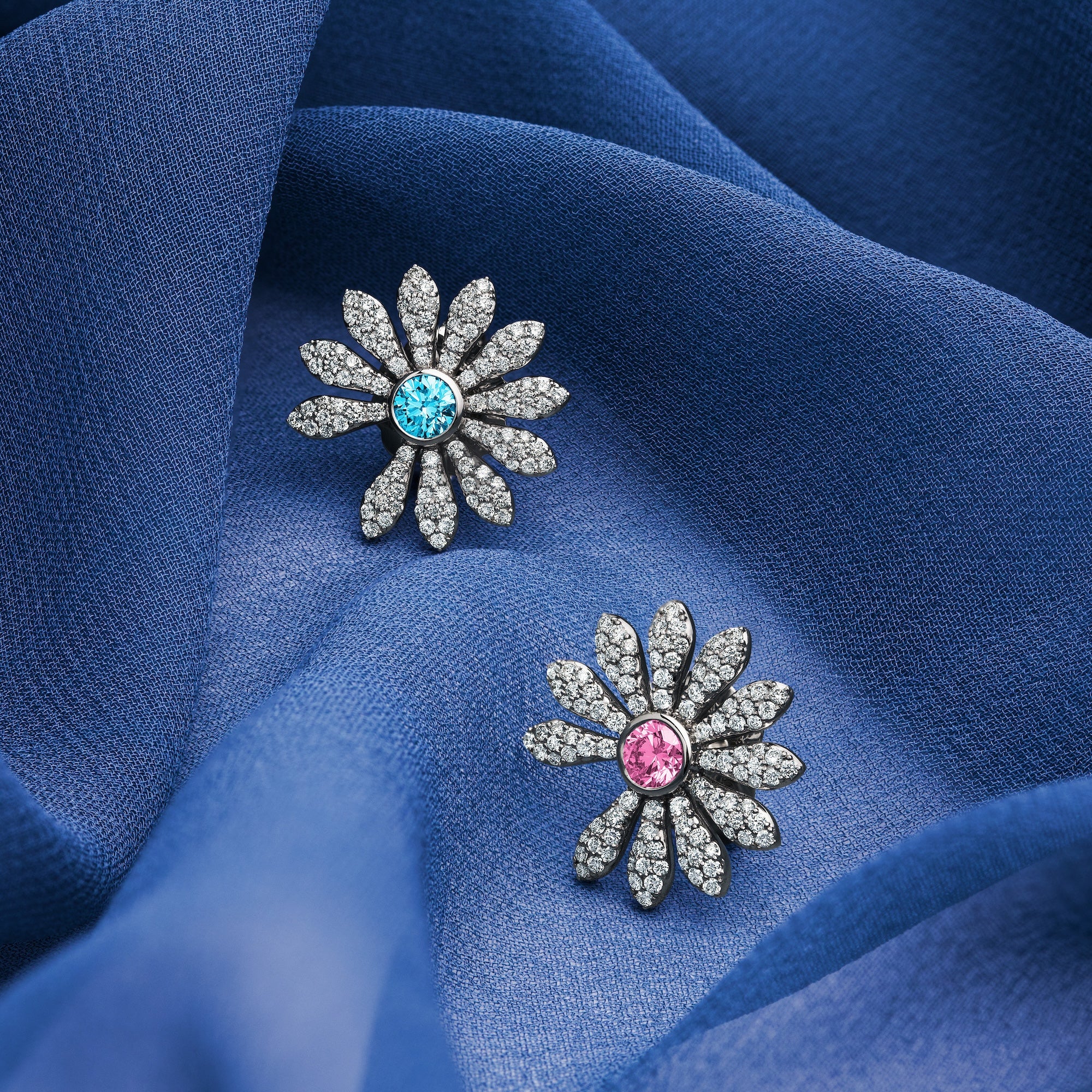 Jacob & Co. x PEACEMINUSONE Pink/Blue Topaz and Pavé Earrings