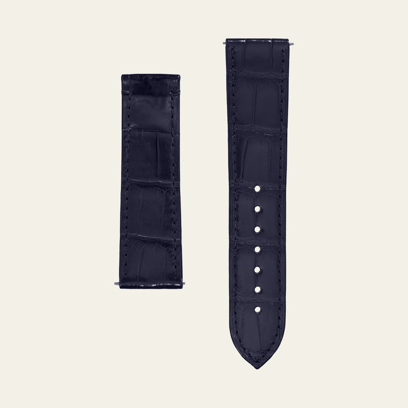 Dark Blue Shiny Alligator Strap - M