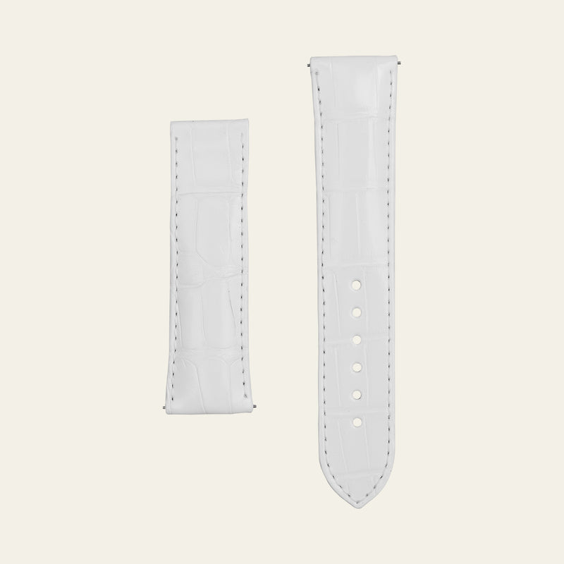 White Shiny Alligator Strap - M