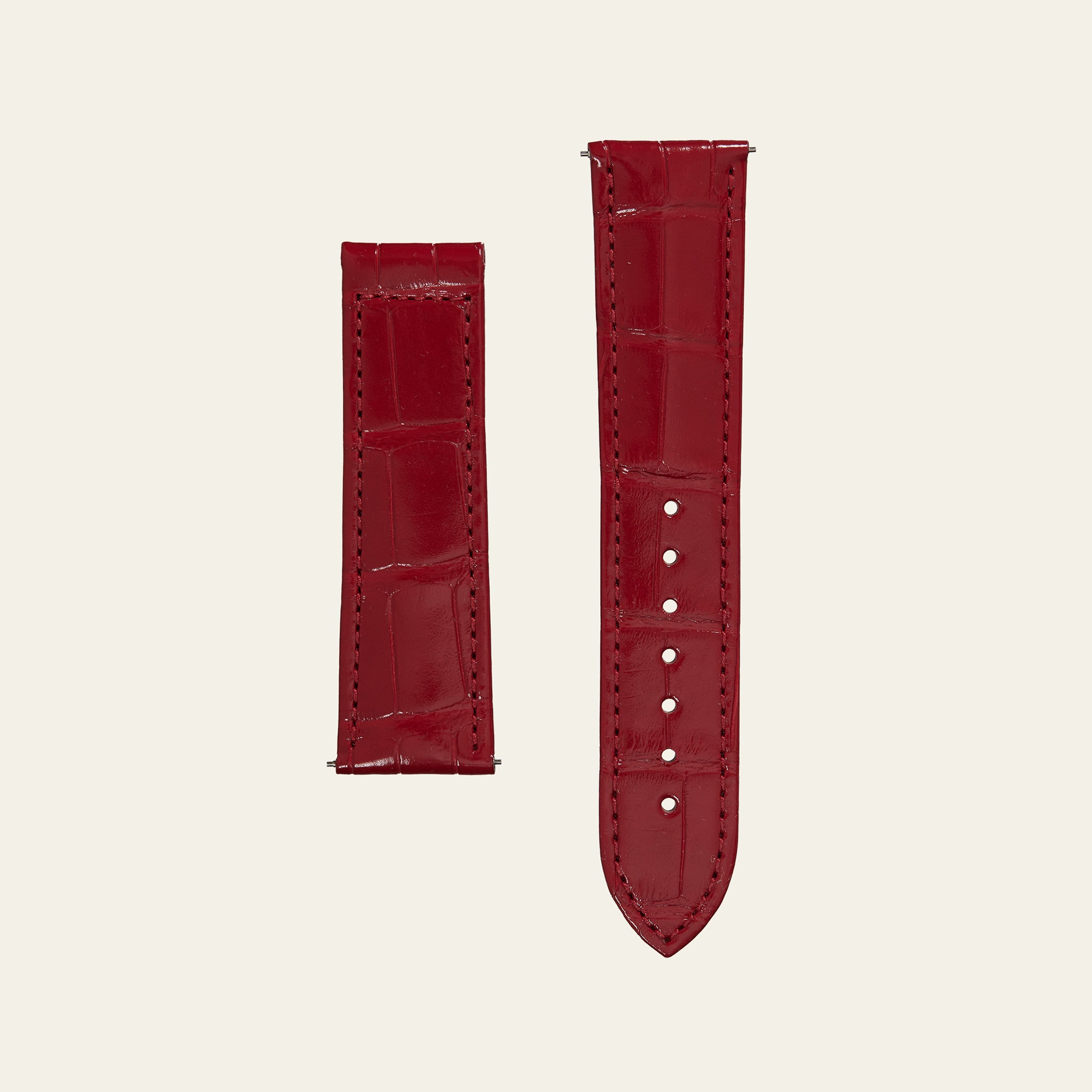 Red Shiny Alligator Strap