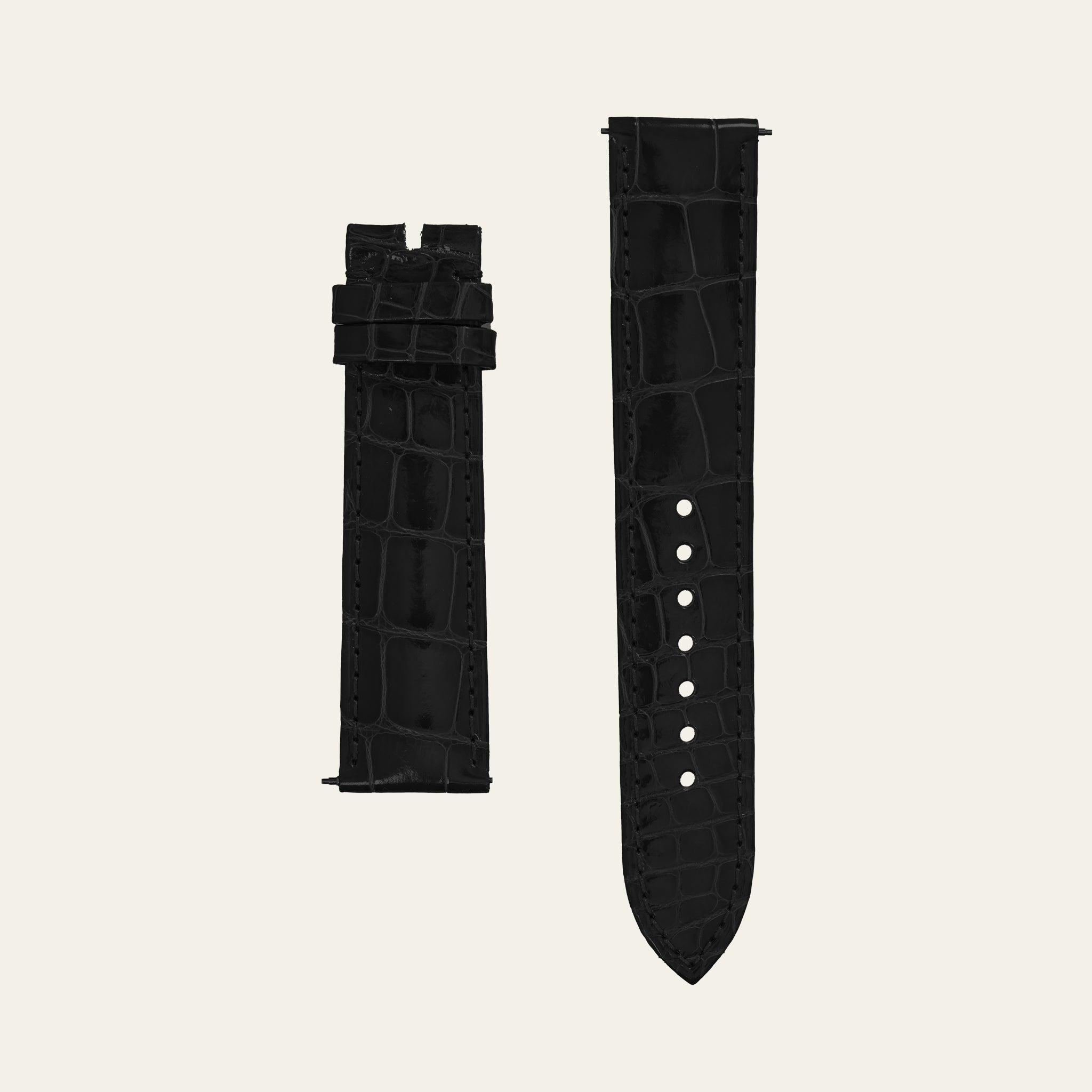 Black Matte Alligator Strap - M