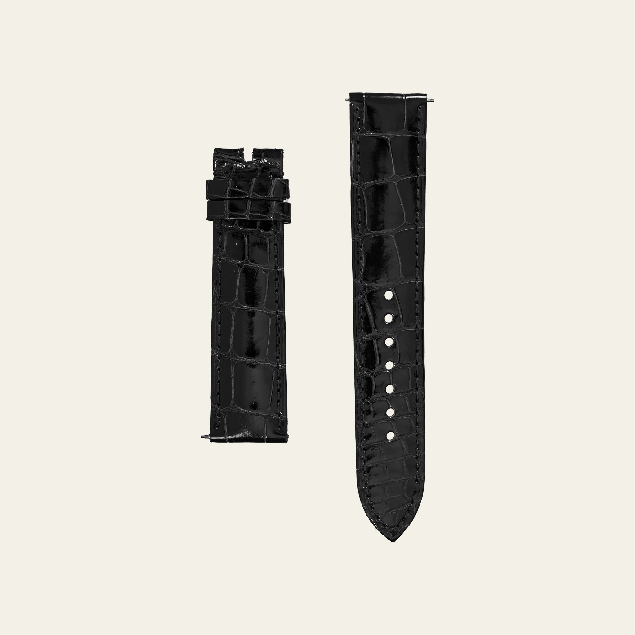 Black Shiny Alligator Strap - S