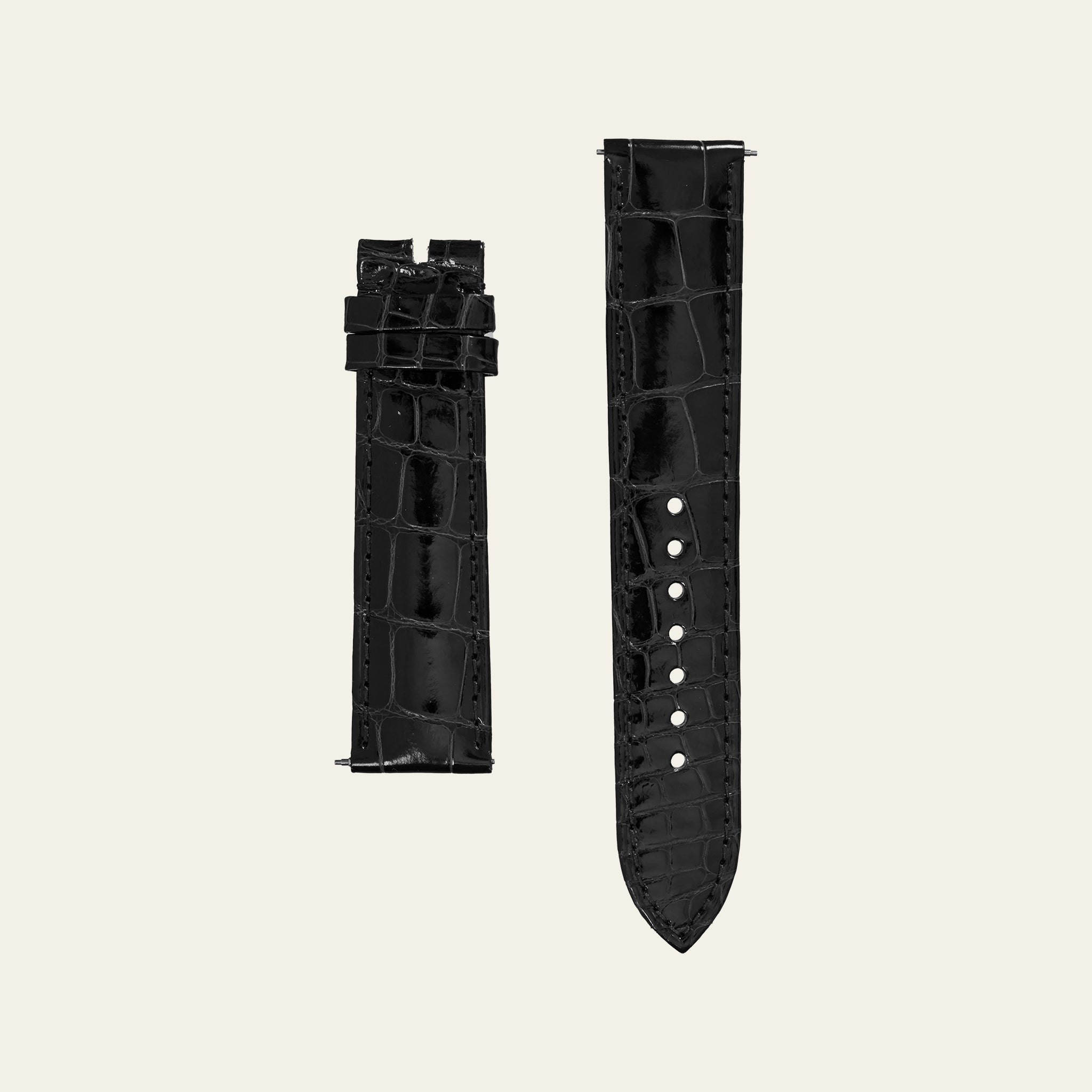 Black Shiny Alligator Strap - S