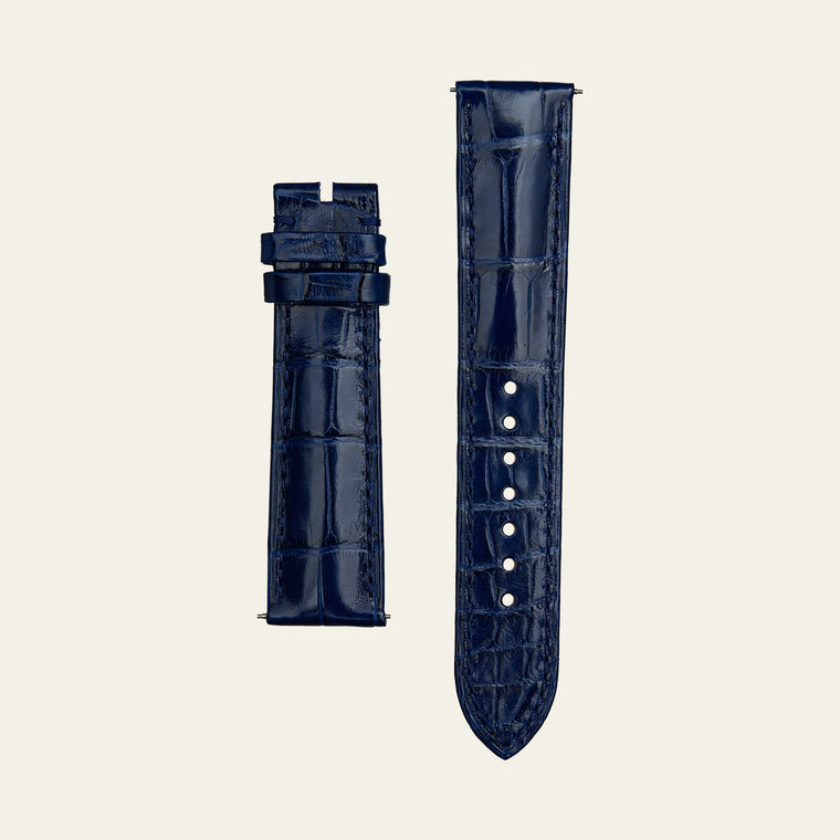 Dark Blue Shiny Alligator Strap - L