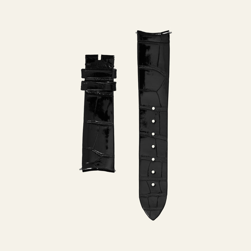 Black Shiny Alligator Strap - M