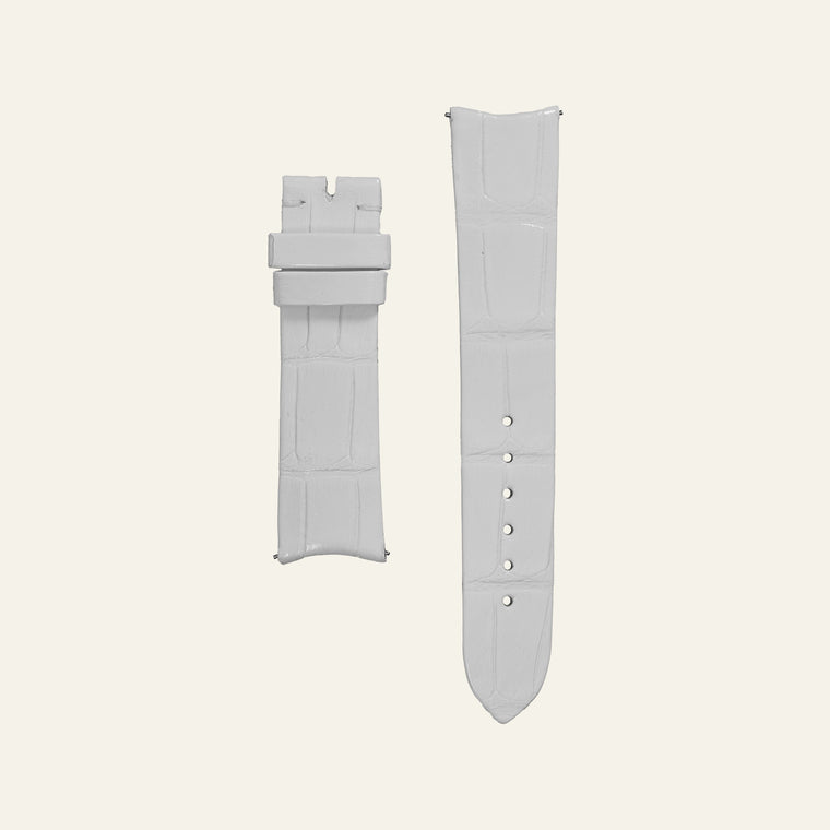 White Shiny Alligator Strap - M