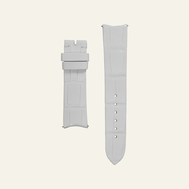 White Shiny Alligator Strap - M