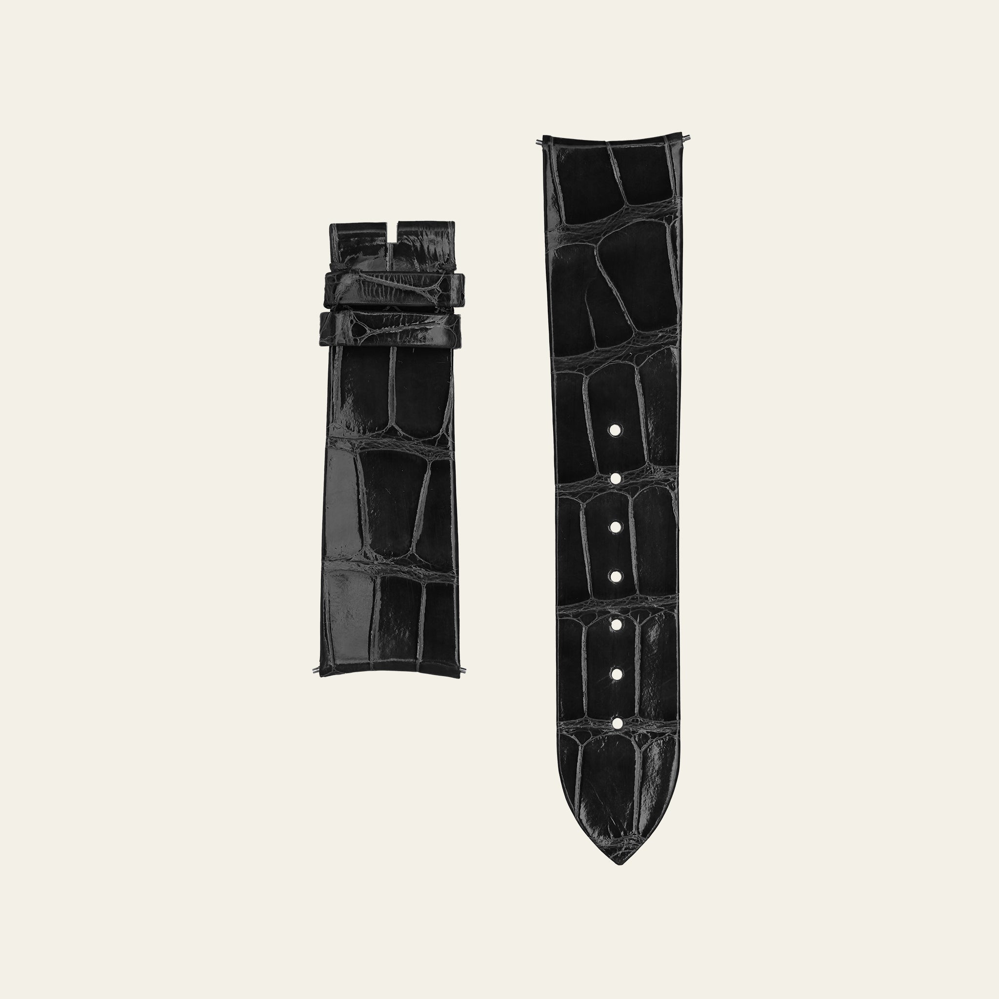 Black Shiny Alligator Strap - L