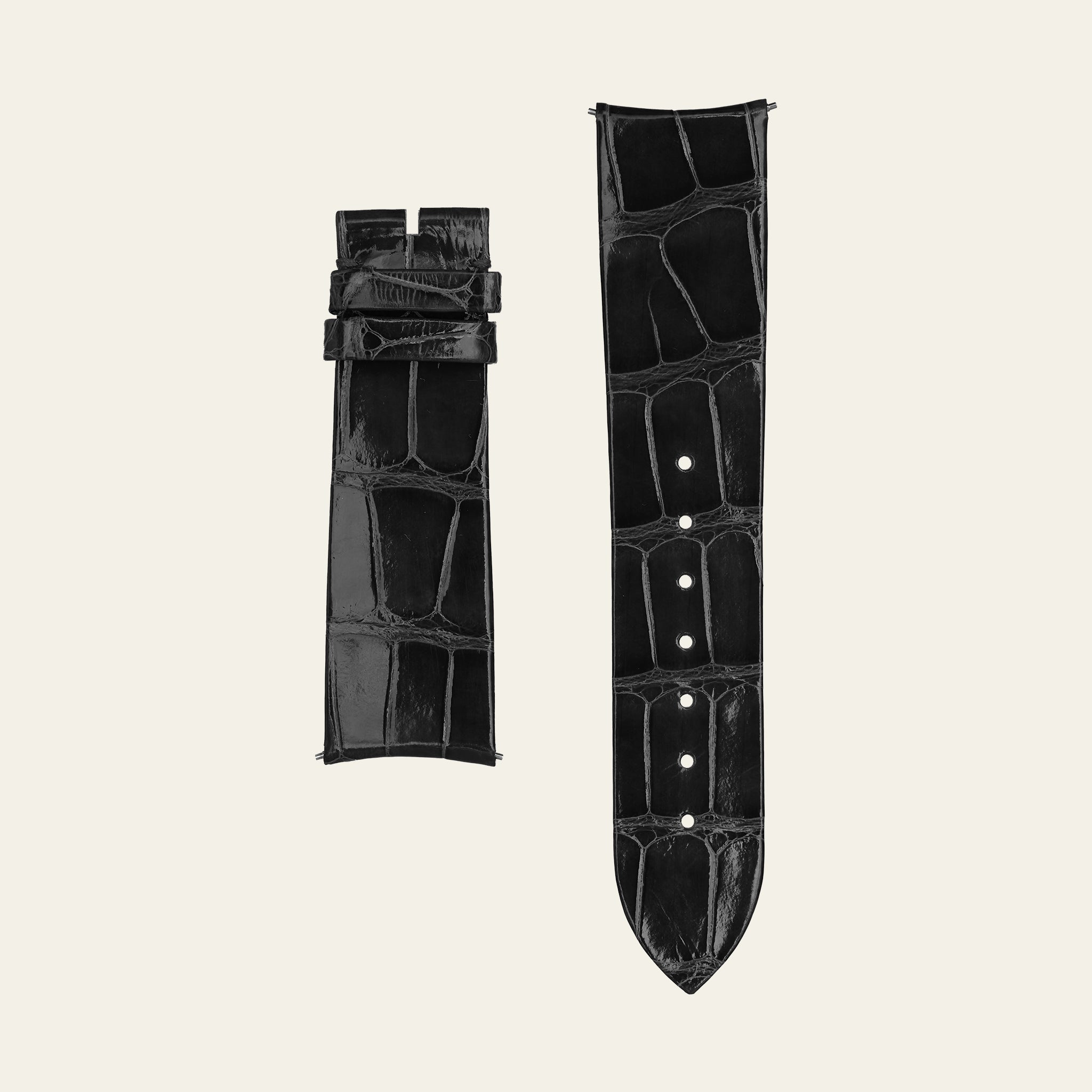 Black Shiny Alligator Strap - L