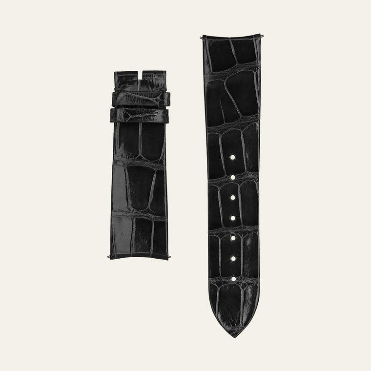 Black Shiny Alligator Strap - L