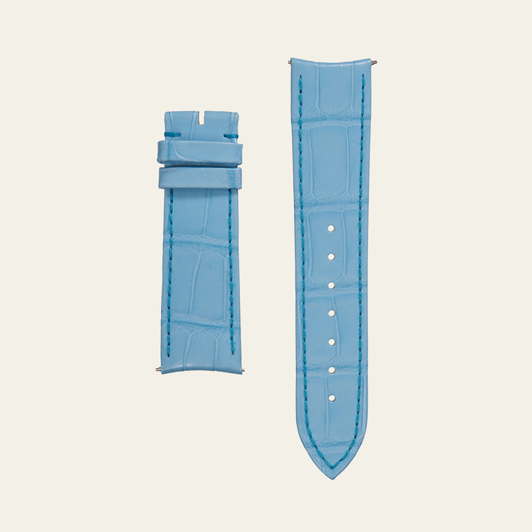 Baby Blue Matte Alligator Strap - M