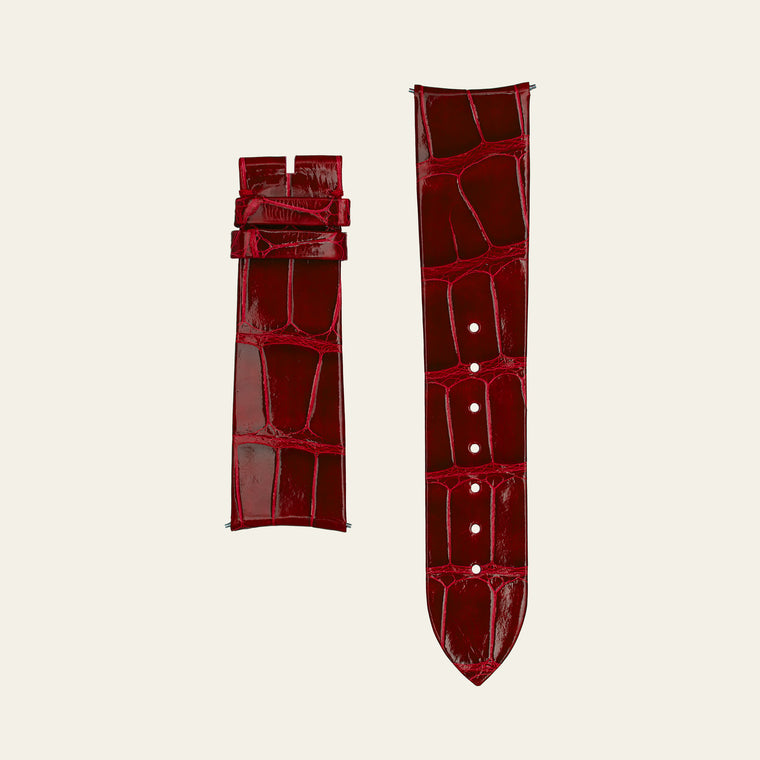 Red Shiny Alligator Strap - M