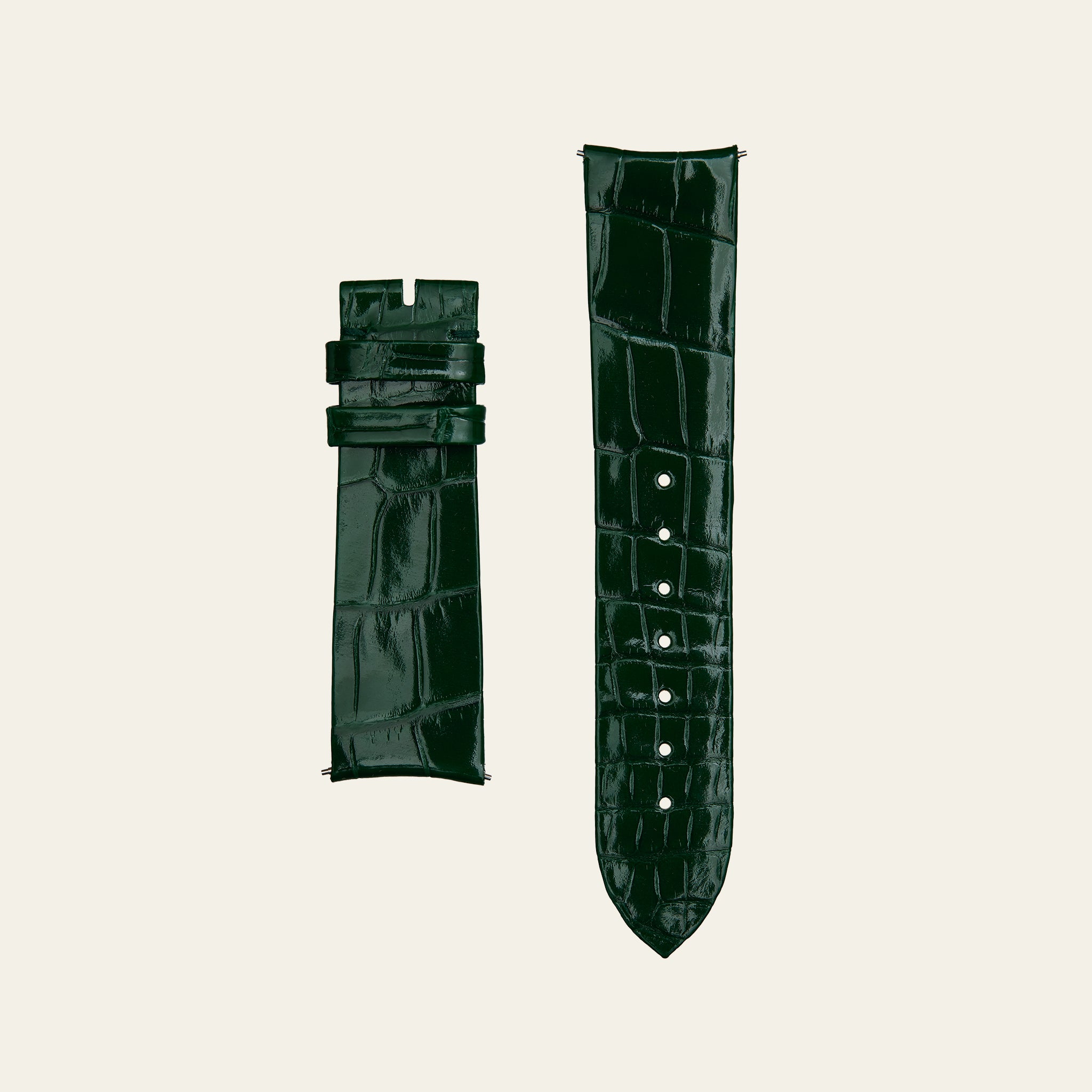 Green Shiny Alligator Strap - S