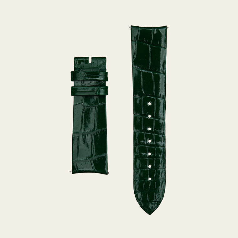Green Shiny Alligator Strap - M