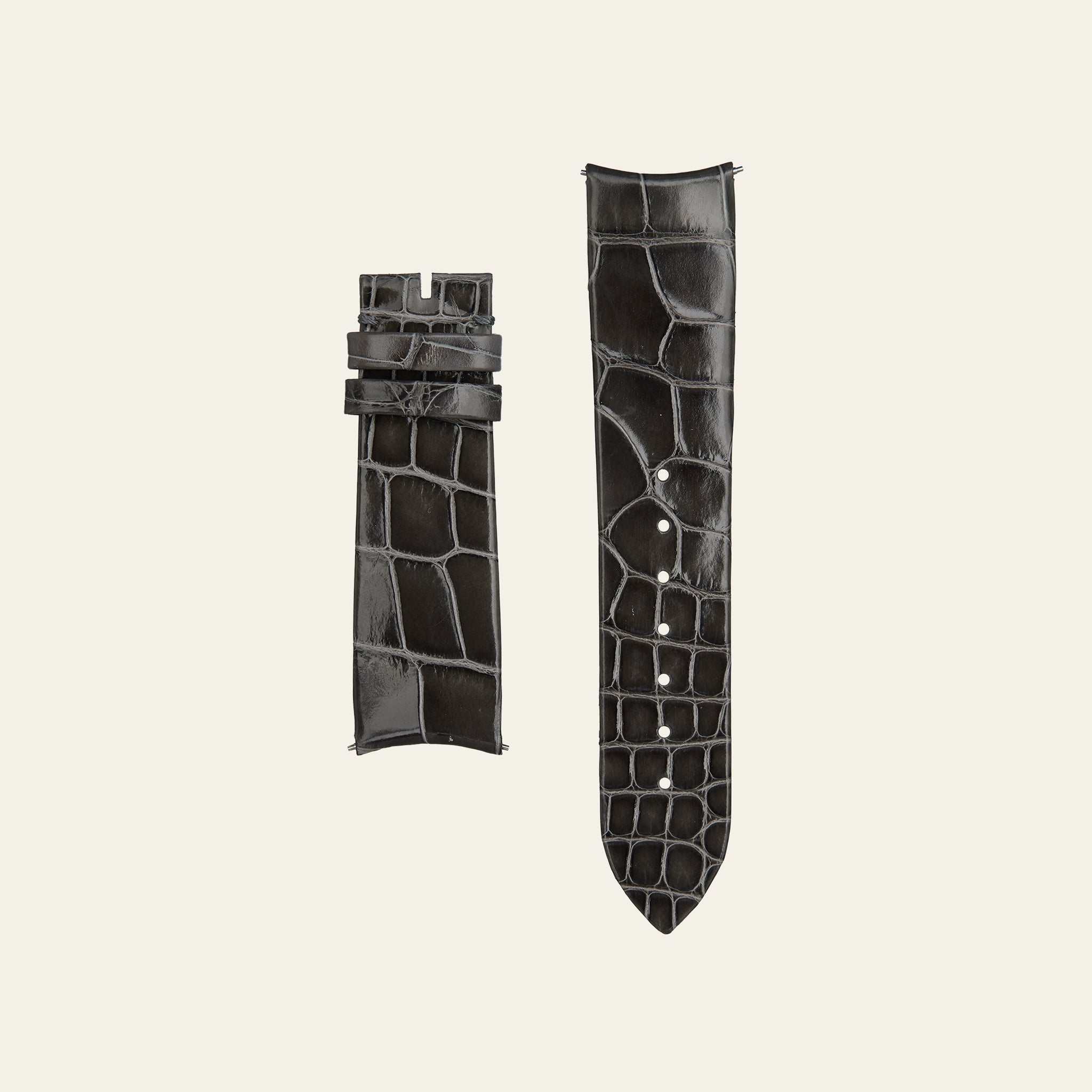 Grey Shiny Alligator Strap - XS