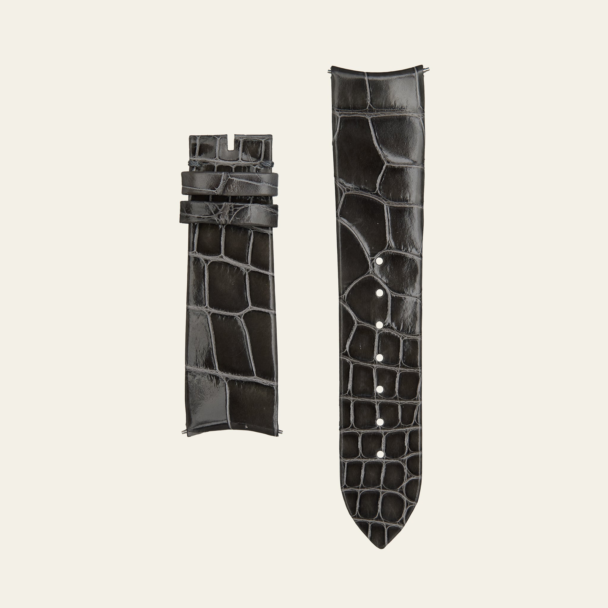 Grey Shiny Alligator Strap - M