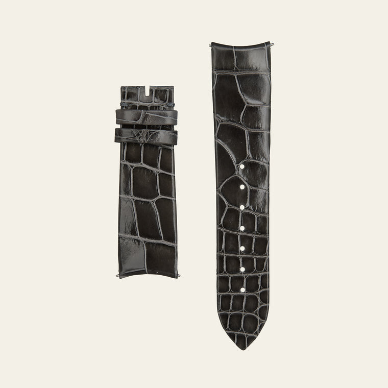 Grey Shiny Alligator Strap - M