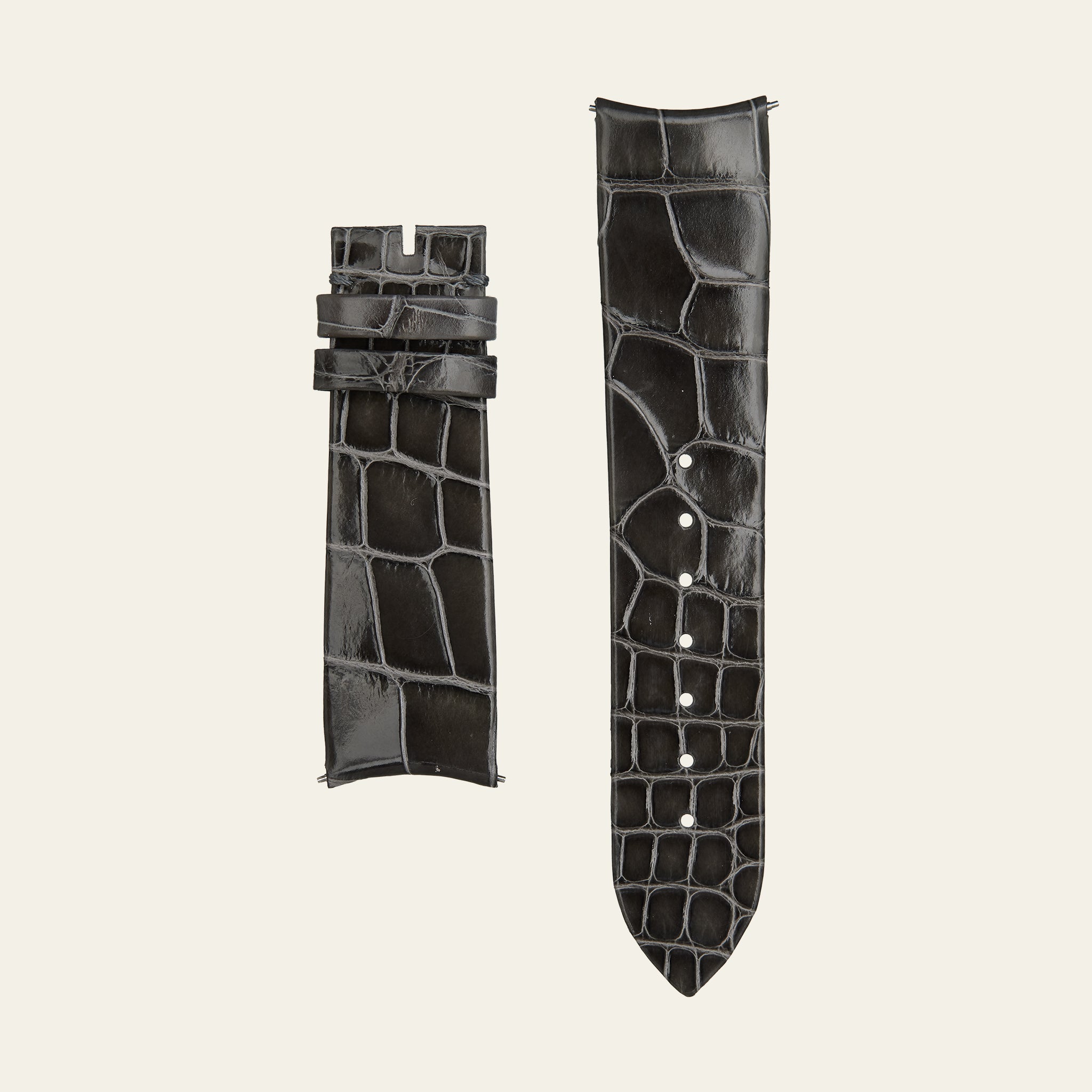 Grey Shiny Alligator Strap - L