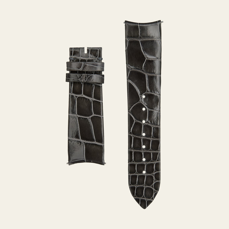 Grey Shiny Alligator Strap - L