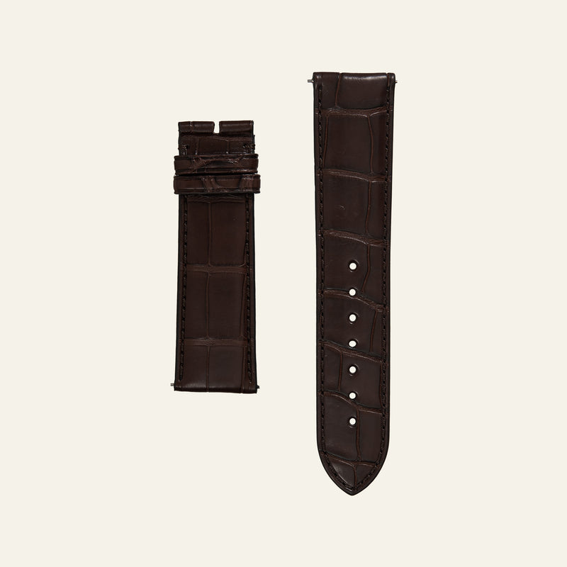 Brown Shiny Alligator Strap - M