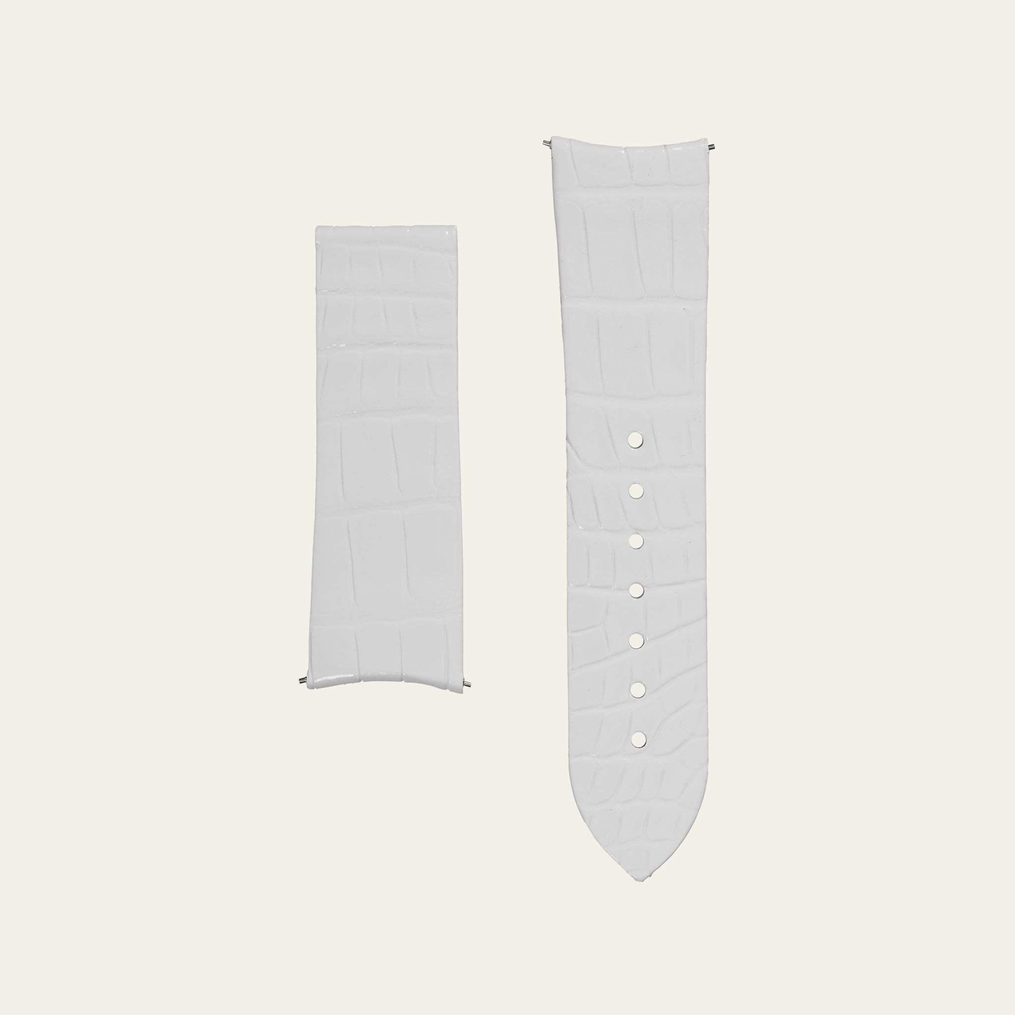 White Shiny Alligator Strap - S