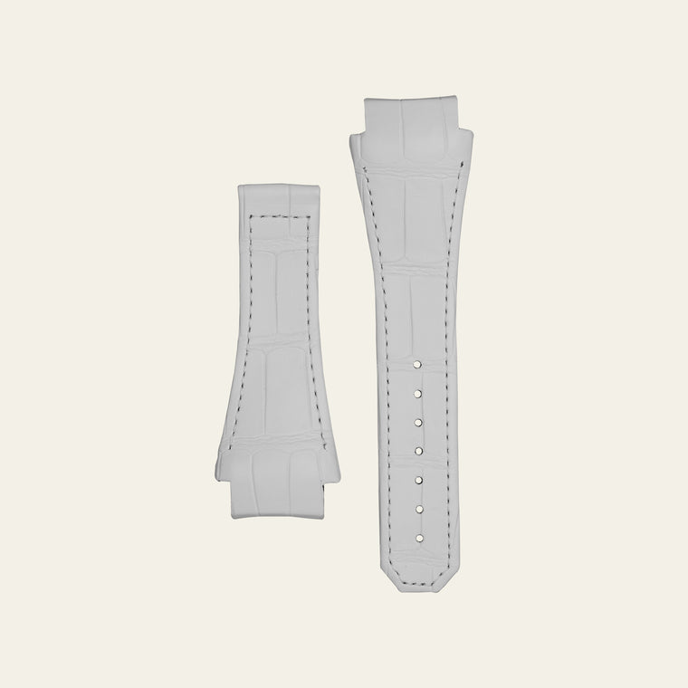 White Matte Epic X Chrono 47mm Alligator Strap - S