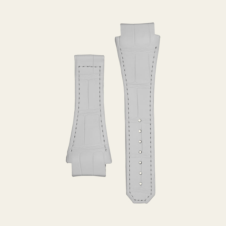 White Matte Epic X Chrono 47mm Alligator Strap - L