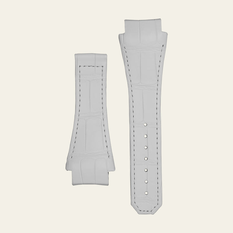 White Matte Epic X Chrono 47mm Alligator Strap - XL