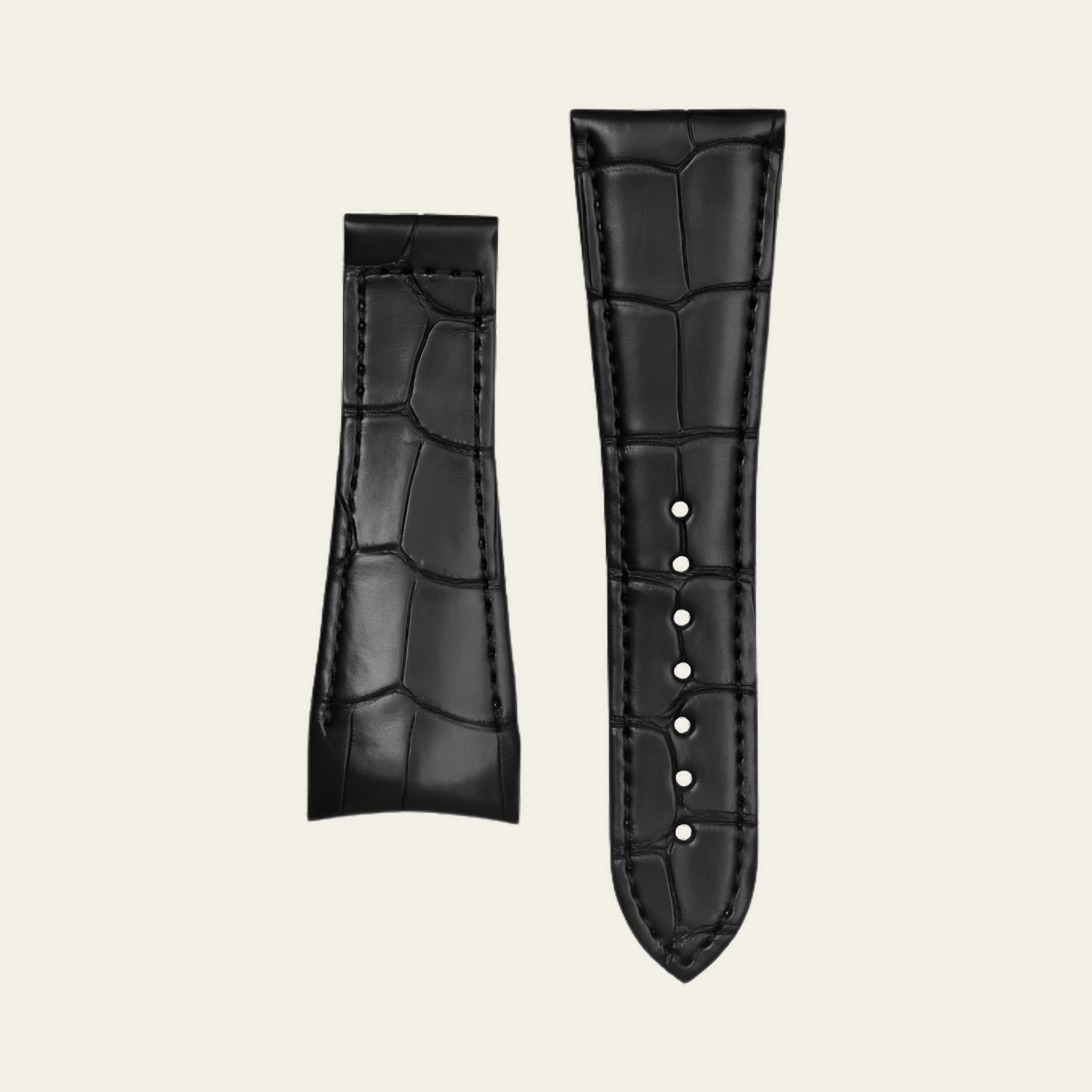 Black Matte Alligator Strap - M