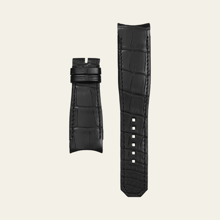 Black Alligator Black Rubber Matte Epic X Strap - M
