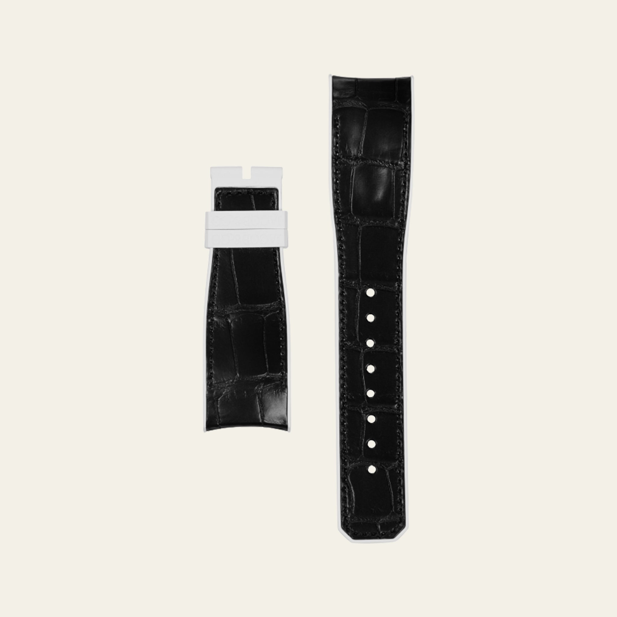 Black Alligator White Rubber Matte Epic X Strap - M