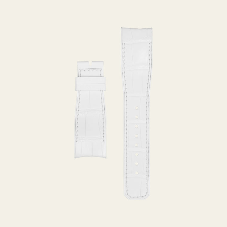 White Alligator White Rubber Matte Epic X Strap - M