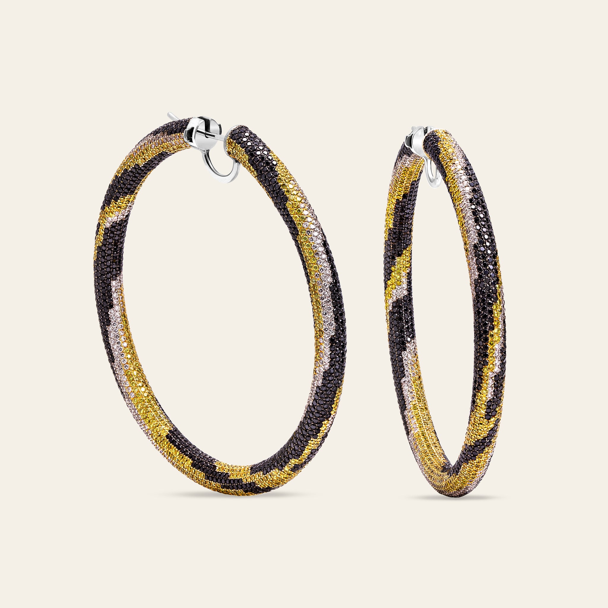 Tiger Stripe Diamond Hoop Earrings