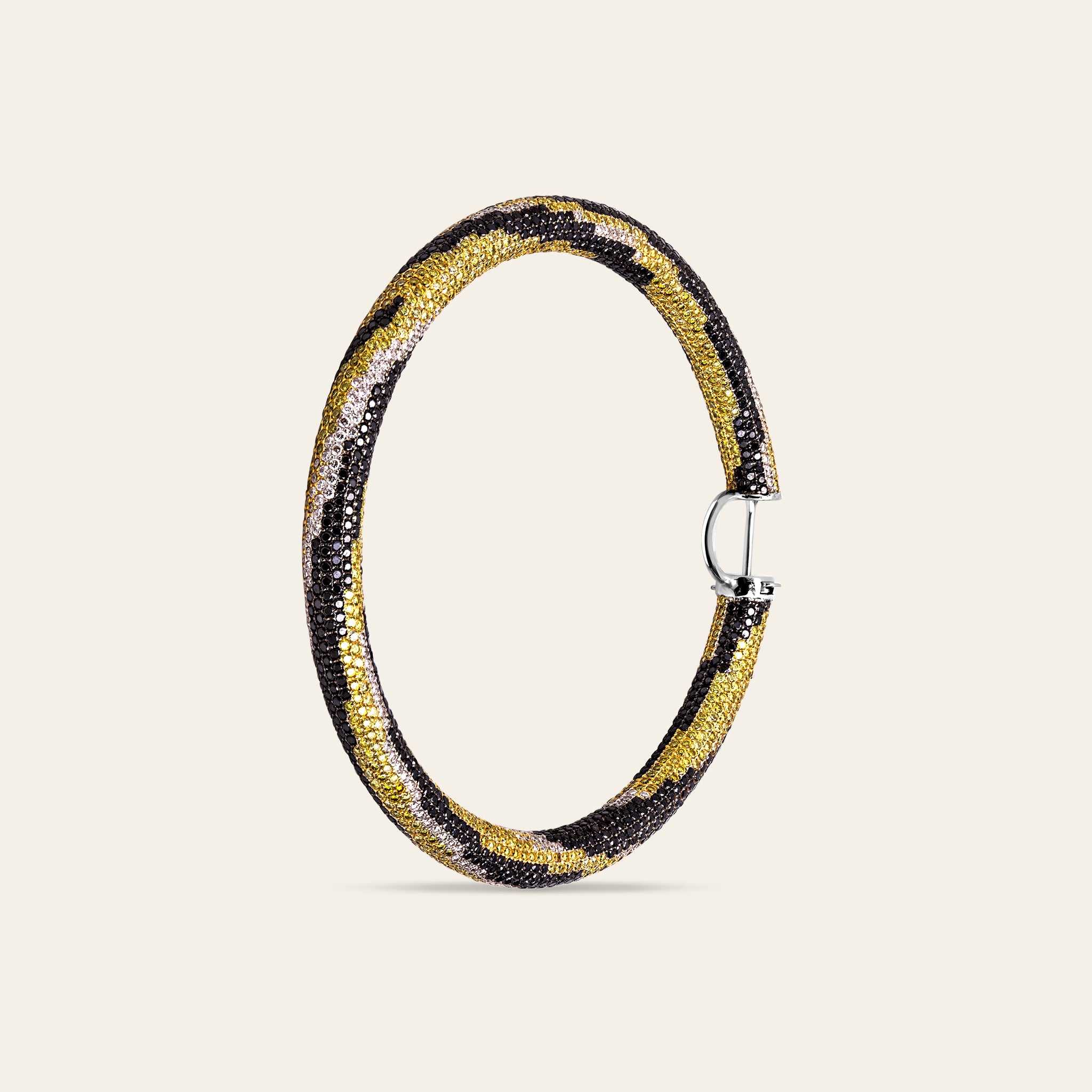 Tiger Stripe Diamond Hoop Earrings
