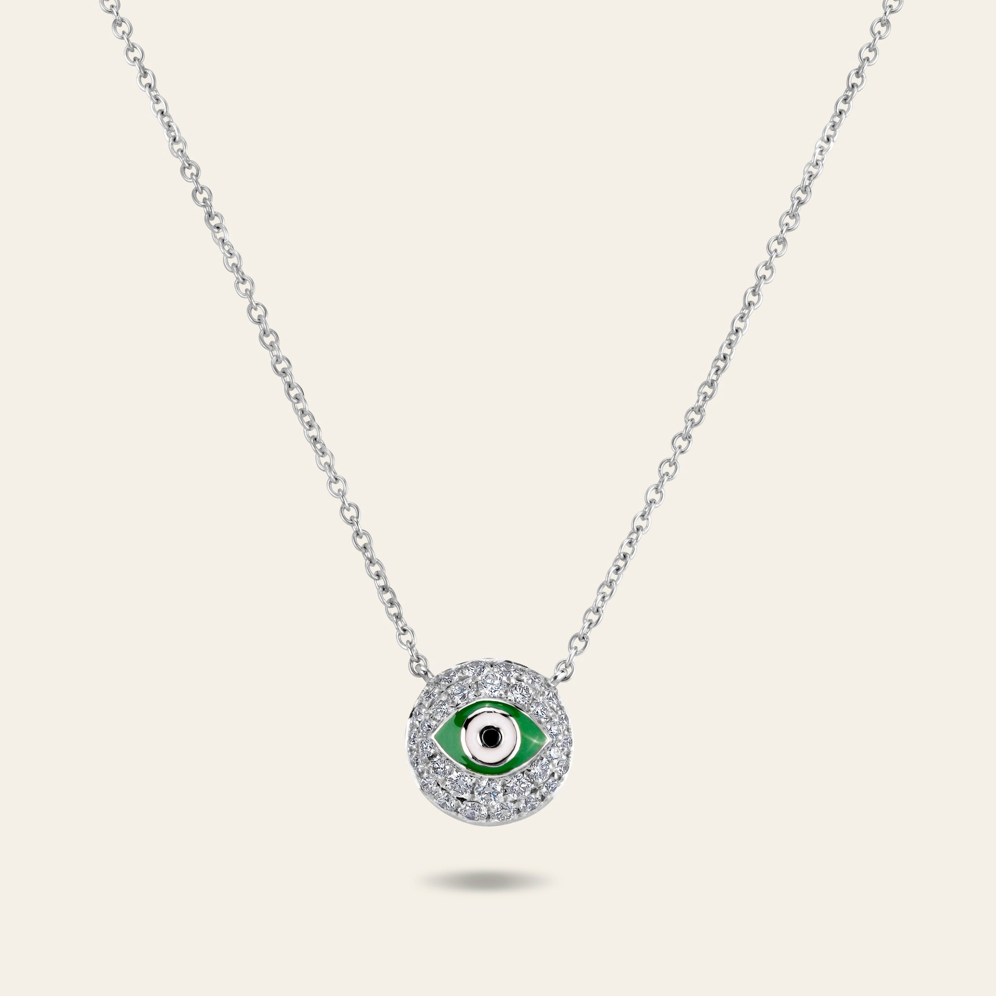 Evil Eye Diamond Necklace_White Gold_White Diamonds_1