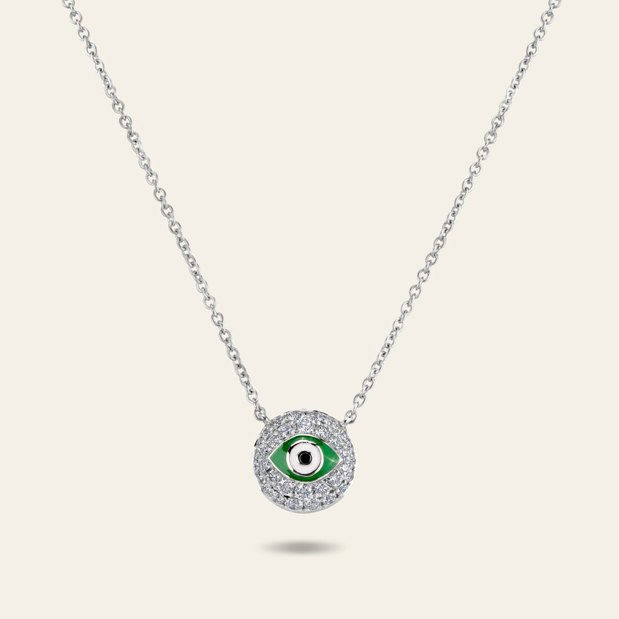Evil Eye Diamond Necklace_White Gold_White Diamonds_1
