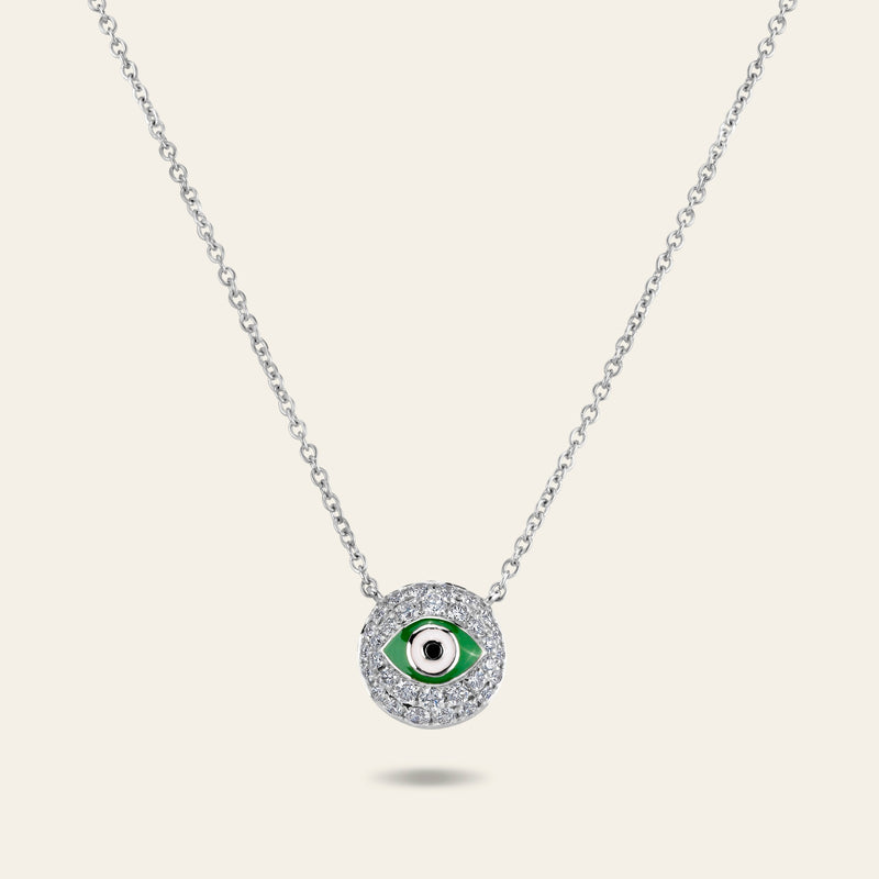 Evil Eye Diamond Necklace_White Gold_White Diamonds_1