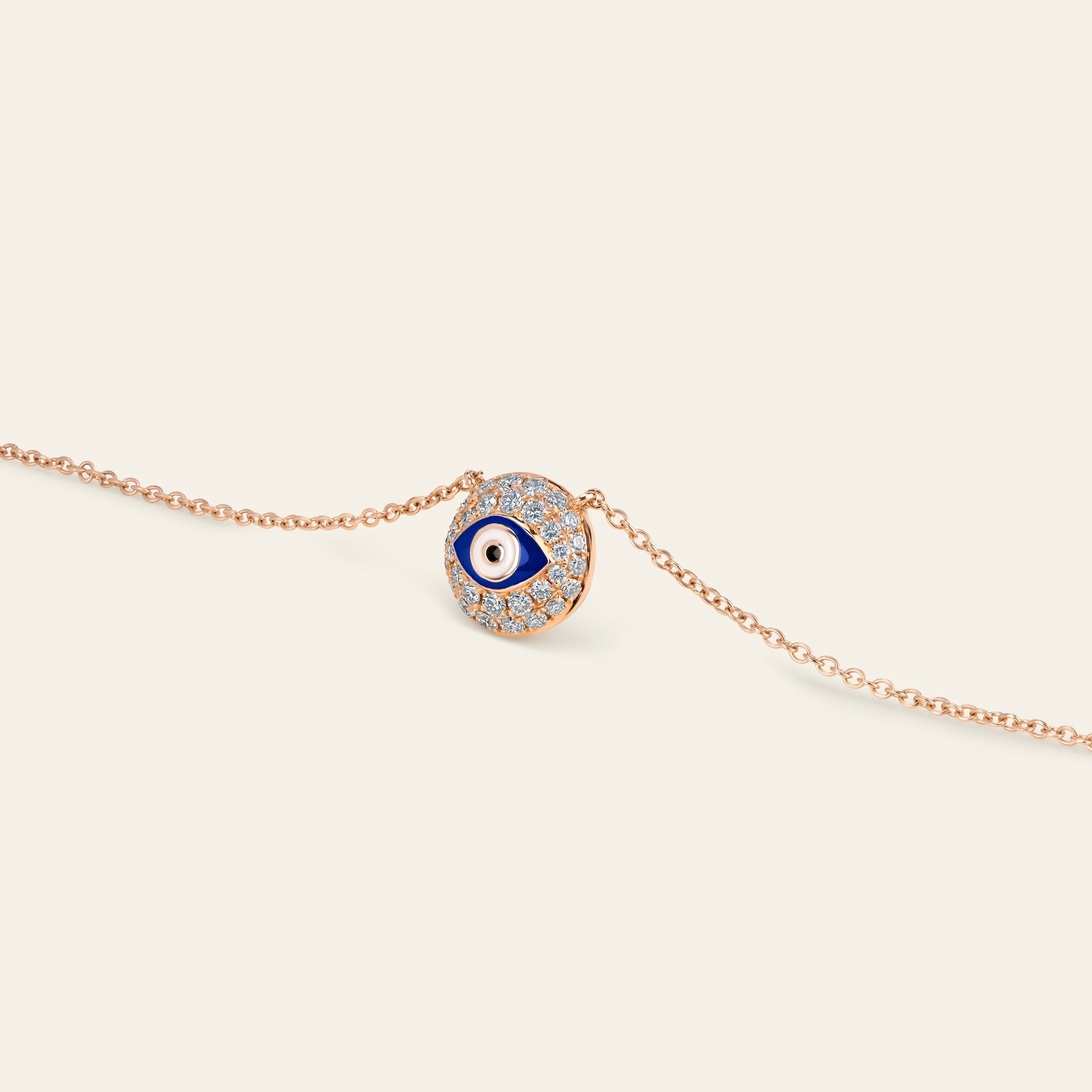 Evil Eye Diamond Necklace_Rose Gold_White Diamonds_2