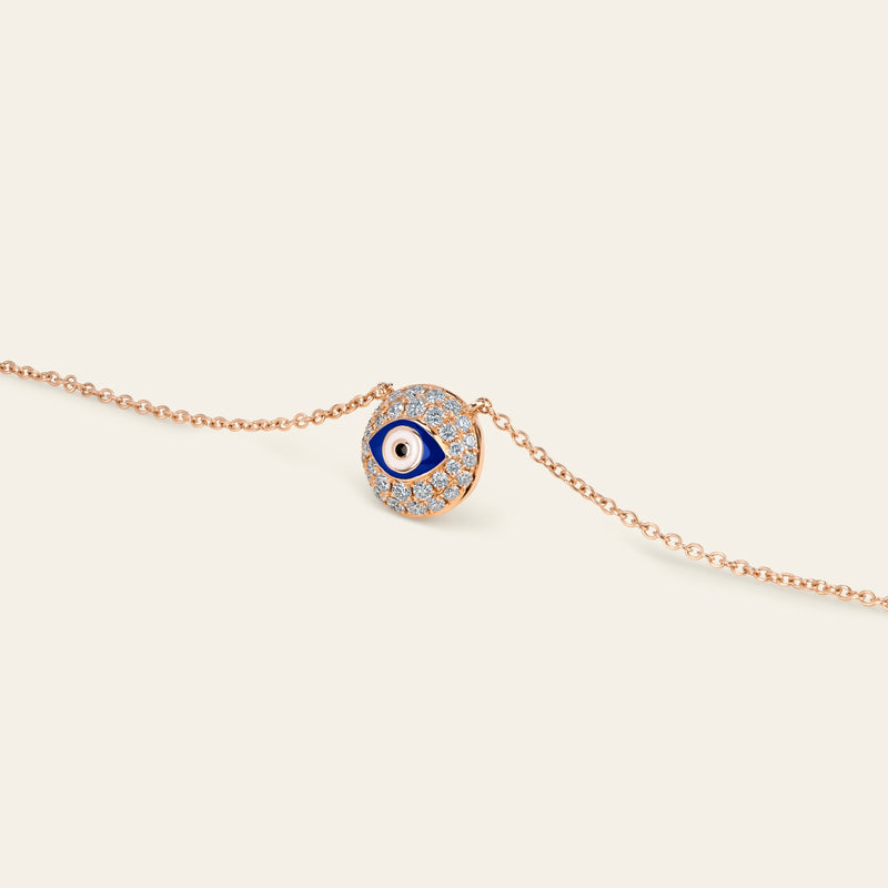 Evil Eye Diamond Necklace_Rose Gold_White Diamonds_2