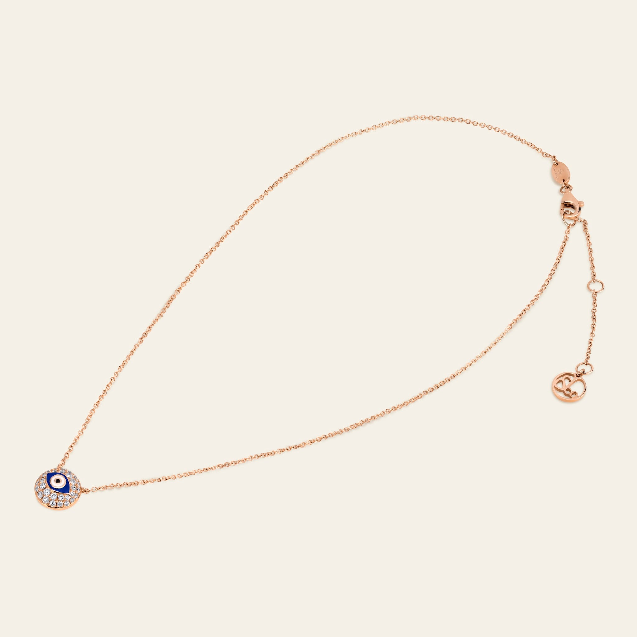 Evil Eye Diamond Necklace_Rose Gold_White Diamonds_3